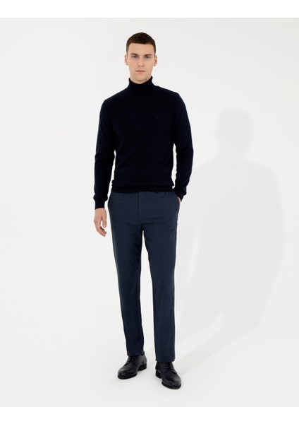 Erkek Lacivert Slim Fit Balıkçı Yaka Basic Triko Kazak 50257158-VR033 fırsatları