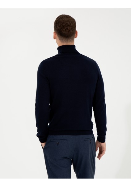 Erkek Lacivert Slim Fit Balıkçı Yaka Basic Triko Kazak 50257158-VR033 indirimleri