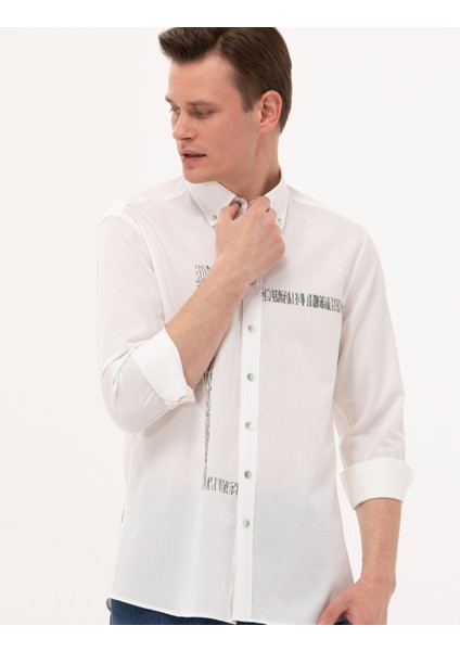 Erkek Haki Regular Fit Uzun Kollu Gömlek 50265593-VR027 fırsatları
