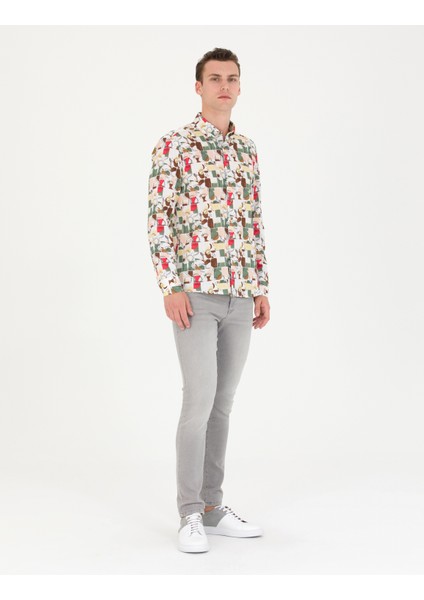 Erkek Haki Regular Fit Uzun Kollu Gömlek 50265034-VR027