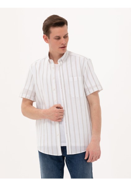 Erkek Haki Comfort Fit Kısa Kollu Gömlek 50269430-VR027