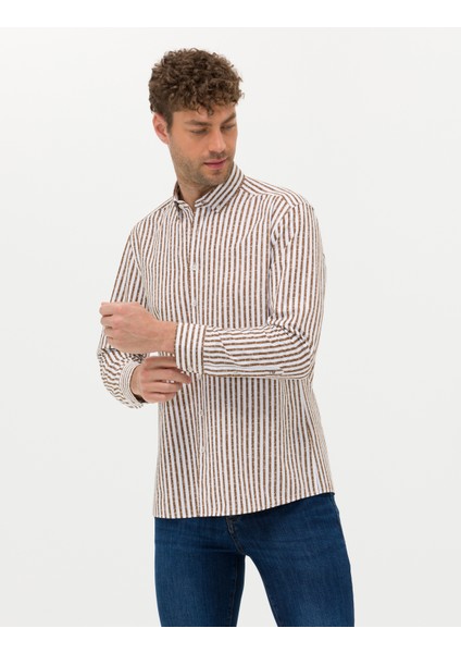 Erkek Vizon Regular Fit Uzun Kollu Gömlek 50276696-VR052