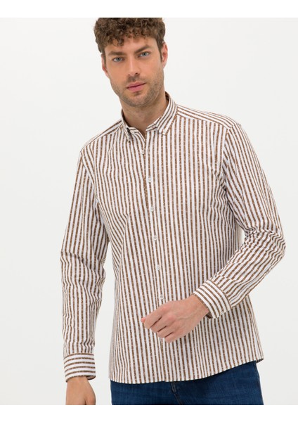 Erkek Vizon Regular Fit Uzun Kollu Gömlek 50276696-VR052