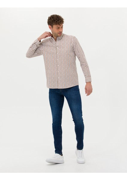 Erkek Vizon Regular Fit Uzun Kollu Gömlek 50276696-VR052