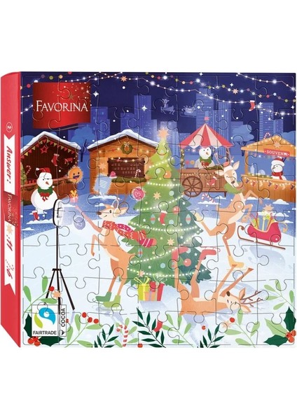 Yılbaşı Ağacı Figürlü Yapboz Kutuda Sütlü Pralin Çikolata 120gr