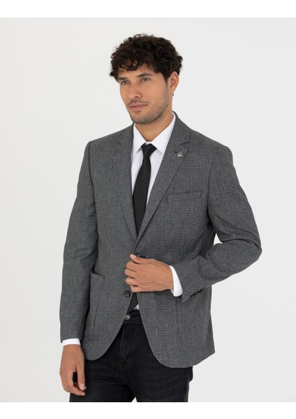 Erkek Siyah Ekstra Slim Fit Spor Ceket 50277317-VR046