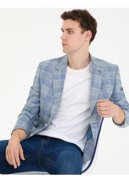 Erkek Açık Lacivert Slim Fit Ceket 50265941-VR059