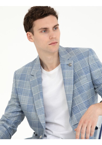 Erkek Açık Lacivert Slim Fit Ceket 50265941-VR059