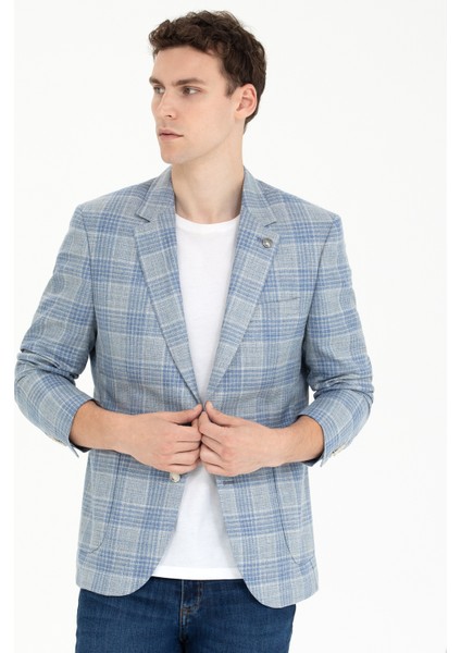 Erkek Açık Lacivert Slim Fit Ceket 50265941-VR059