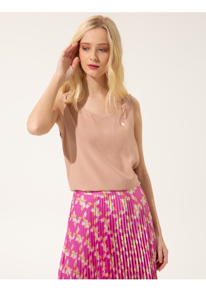 Kadın Pudra Regular Fit Kolsuz Bluz 50246370-VR042 fırsatları