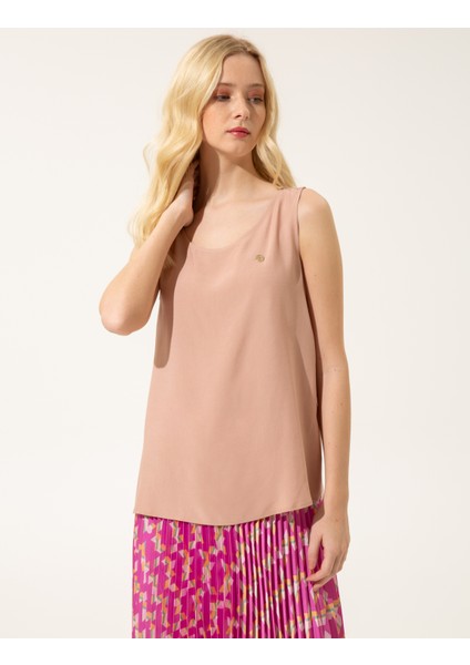 Kadın Pudra Regular Fit Kolsuz Bluz 50246370-VR042 indirimleri