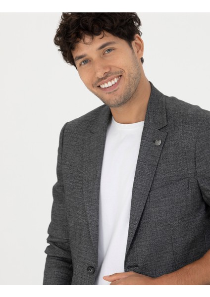 Erkek Füme Slim Fit Keten Karışımlı Blazer Ceket 50277318-VR058 fiyatları