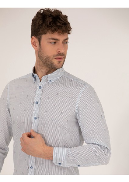 Erkek Pembe Slim Fit Uzun Kollu Gömlek 50264896-VR041