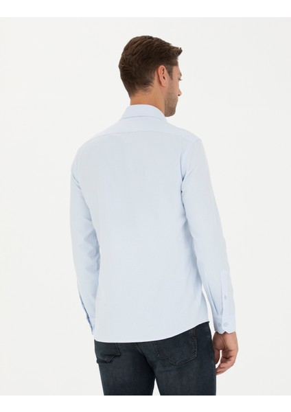 Erkek Mavi Slim Fit Uzun Kollu Gömlek 50275690-VR036 indirimleri