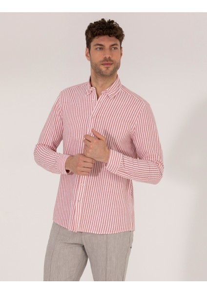 Erkek Kırmızı Regular Fit Uzun Kollu Gömlek 50269387-VR030