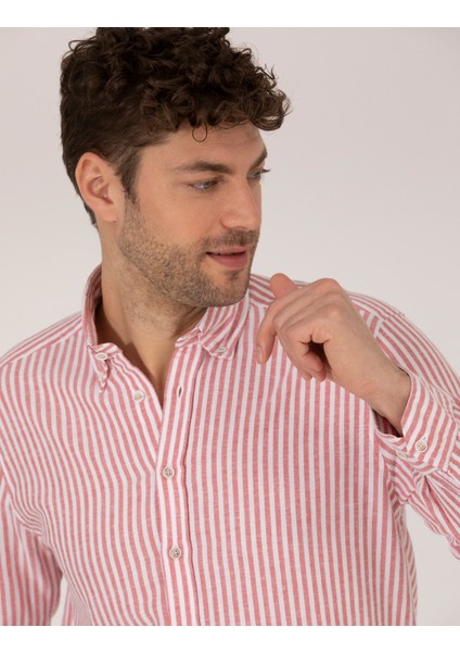 Erkek Kırmızı Regular Fit Uzun Kollu Gömlek 50269387-VR030