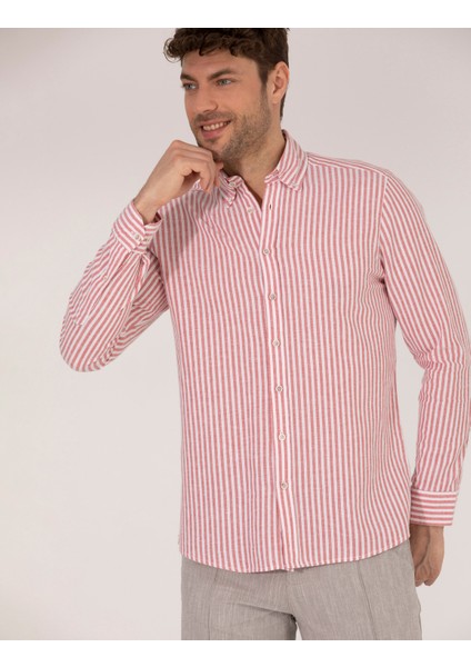 Erkek Kırmızı Regular Fit Uzun Kollu Gömlek 50269387-VR030
