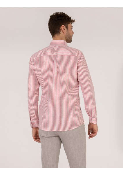 Erkek Kırmızı Regular Fit Uzun Kollu Gömlek 50269387-VR030