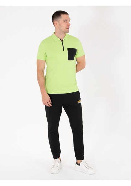 Erkek Yeşil Slim Fit Fermuarlı Polo Yaka Tişört 50263936-VR022 fırsatları