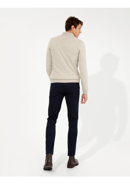 Erkek Lacivert Slim Fit Kanvas Pantolon 50255173-VR033