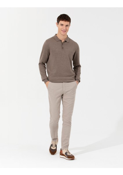 Erkek Bej Slim Fit Kanvas Pantolon 50259756-VR011