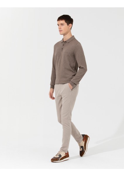 Erkek Bej Slim Fit Kanvas Pantolon 50259756-VR011