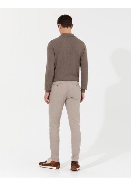 Erkek Bej Slim Fit Kanvas Pantolon 50259756-VR011