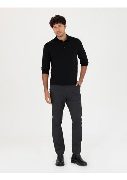 Erkek Siyah Slim Fit Kanvas Pantolon 50278440-VR046