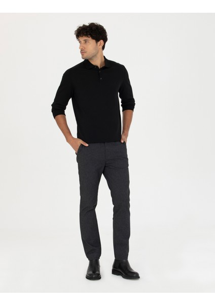 Erkek Siyah Slim Fit Kanvas Pantolon 50278440-VR046