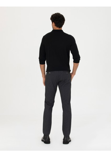 Erkek Siyah Slim Fit Kanvas Pantolon 50278440-VR046