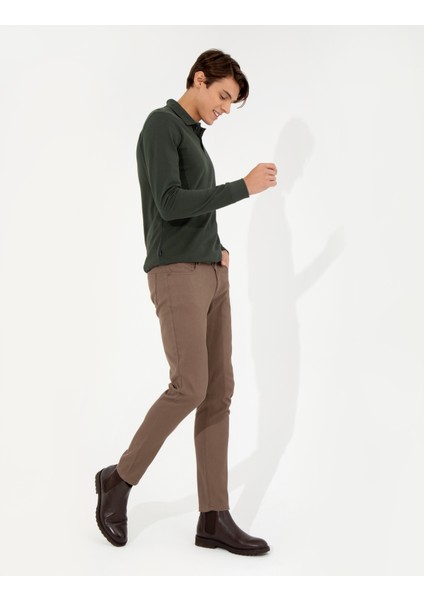 Erkek Kahverengi Slim Fit Kanvas Pantolon 50255173-VR029