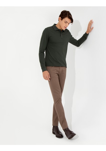 Erkek Kahverengi Slim Fit Kanvas Pantolon 50255173-VR029 modelleri
