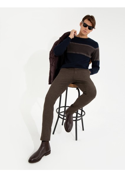Erkek Kahverengi Slim Fit Kanvas Pantolon 50259719-VR029