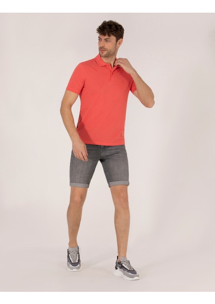 Erkek Pembe Slim Fit Polo Yaka Basic Tişört 50269606-VR167