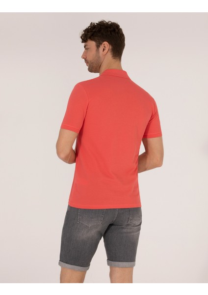 Erkek Pembe Slim Fit Polo Yaka Basic Tişört 50269606-VR167