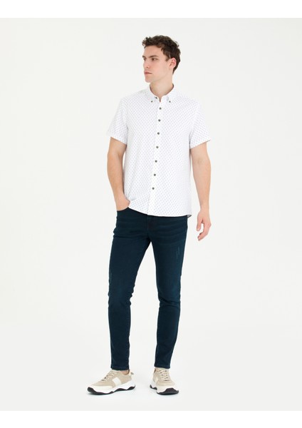 Erkek Haki Slim Fit Kısa Kollu Gömlek 50269453-VR027