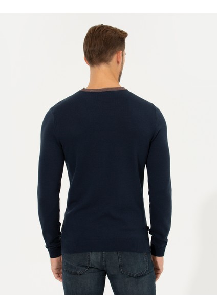 Erkek Lacivert Slim Fit Bisiklet Yaka Triko Kazak 50261154-VR033 indirimleri