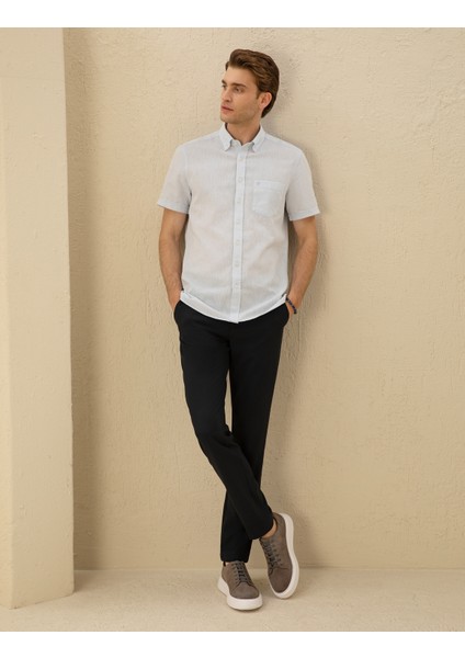 Erkek Lacivert Slim Fit Kanvas Çizgili Pantolon 50291518-VR033 modelleri