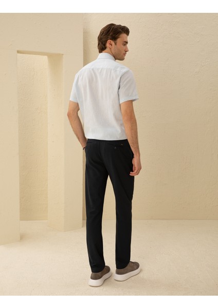 Erkek Lacivert Slim Fit Kanvas Çizgili Pantolon 50291518-VR033 fırsatları