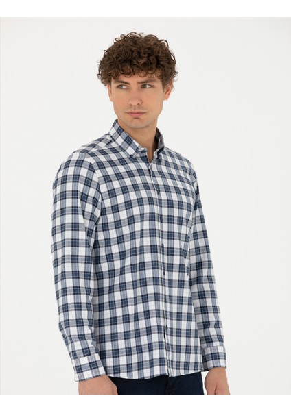Erkek Lacivert Regular Fit Uzun Kollu Gömlek 50277746-VR033