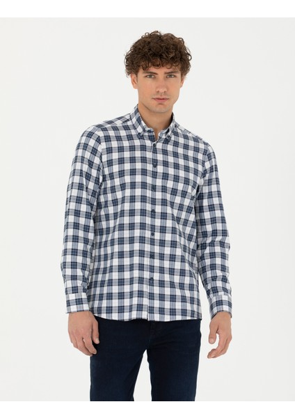 Erkek Lacivert Regular Fit Uzun Kollu Gömlek 50277746-VR033