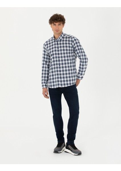 Erkek Lacivert Regular Fit Uzun Kollu Gömlek 50277746-VR033