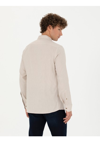 Erkek Bej Slim Fit Uzun Kollu Gömlek 50282786-VR011 indirimleri