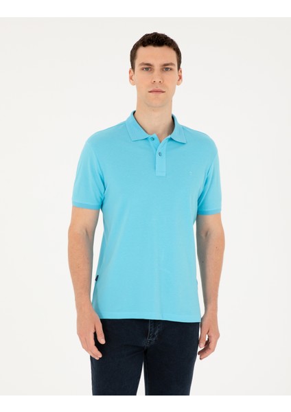 Erkek Turkuaz Slim Fit Basic Tişört 50280754-VR093
