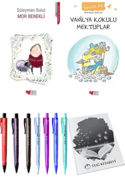 Vanilya Kokulu Mektuplar ve Mor Benekli 2'li Set + Hediyeli