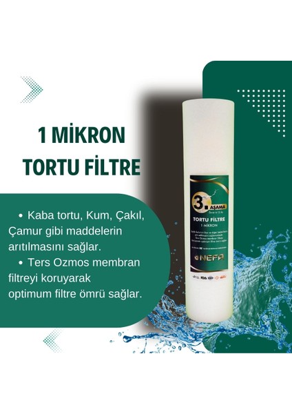 Su Arıtma 1 Mikron 3. Aşama Tortu Filtre (50 Adet)