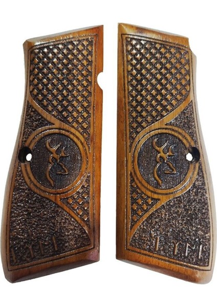 Kabzası - Zig 14, Browning Hp, High Power 14, Dik Kasa, Browning Halkalı (Halka Için Kesim Yaptırmak Için Mesaj Atın), Halkasız ile Uyumlu - Tütün Renk - BRWHPTN010