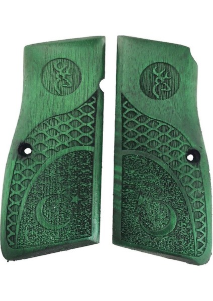 Kabzası - Zig 14, Browning Hp, High Power 14, Dik Kasa, Browning Halkalı (Halka Için Kesim Yaptırmak Için Mesaj Atın), Halkasız ile Uyumlu - Yeşil Renk - BRWHPYS012