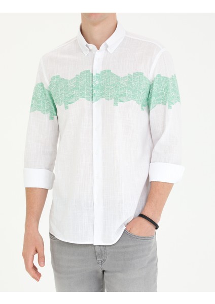 Erkek Açık Yeşil Regular Fit Uzun Kollu Gömlek 50270178-VR092