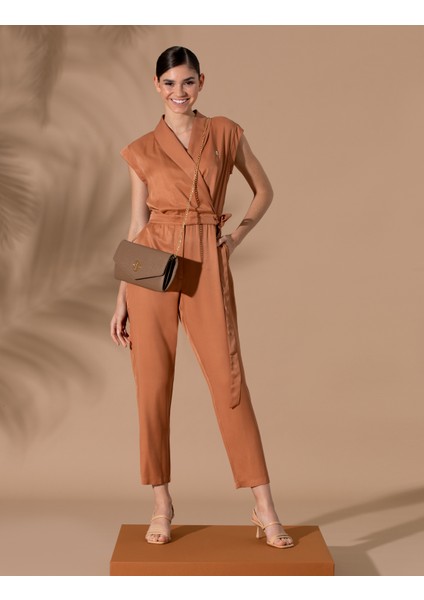 Kadın Kahverengi Comfort Fit Dokuma Tulum 50262644-VR233 modelleri